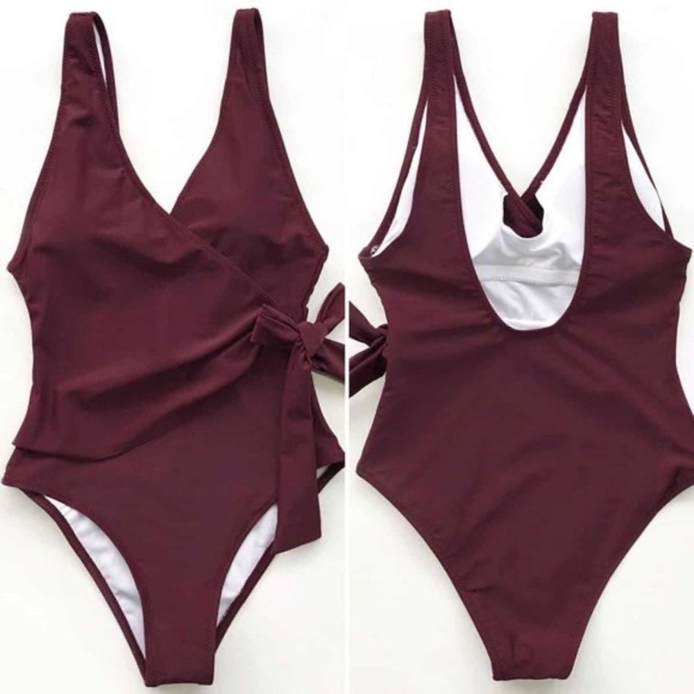 Cupshe Red Wine Wrap one piece (NWT)